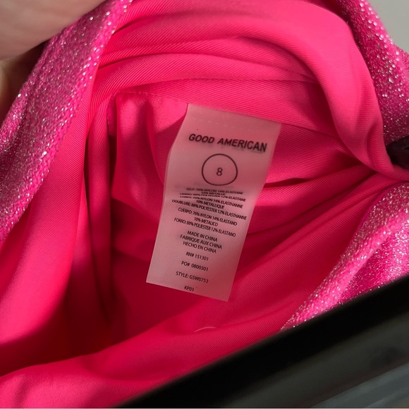 Good American Sparkly Pink One-Piece Swimsuit Size 8 or 5X - Picture 5 of 5